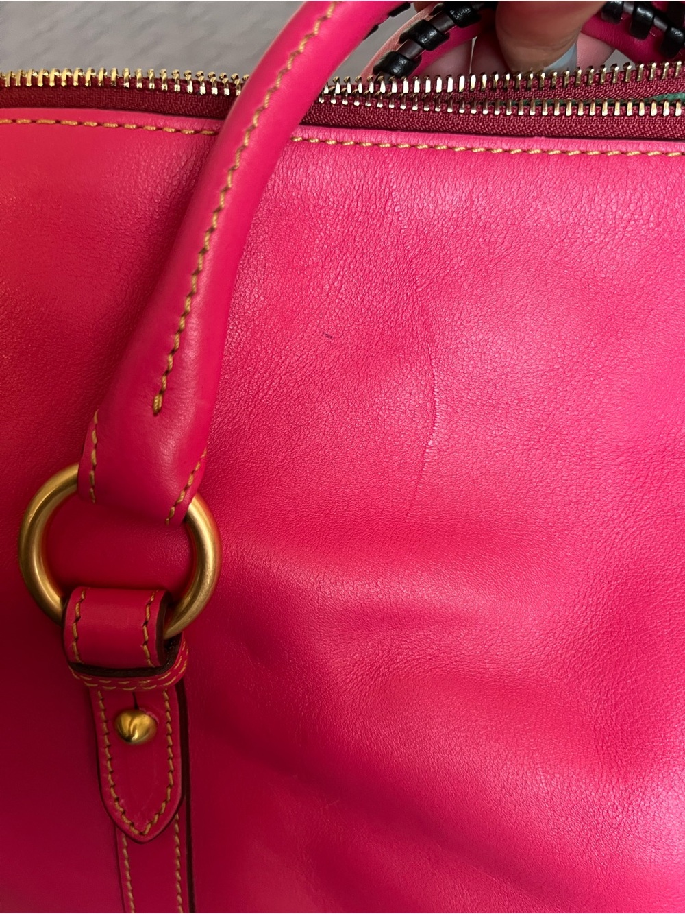 Dooney & Bourke Bright Pink Leather Satchel with Gold Hardware - Picture 6 of 11